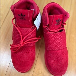 adidas Kids Bright Red High-Top Sneakers with Strap
